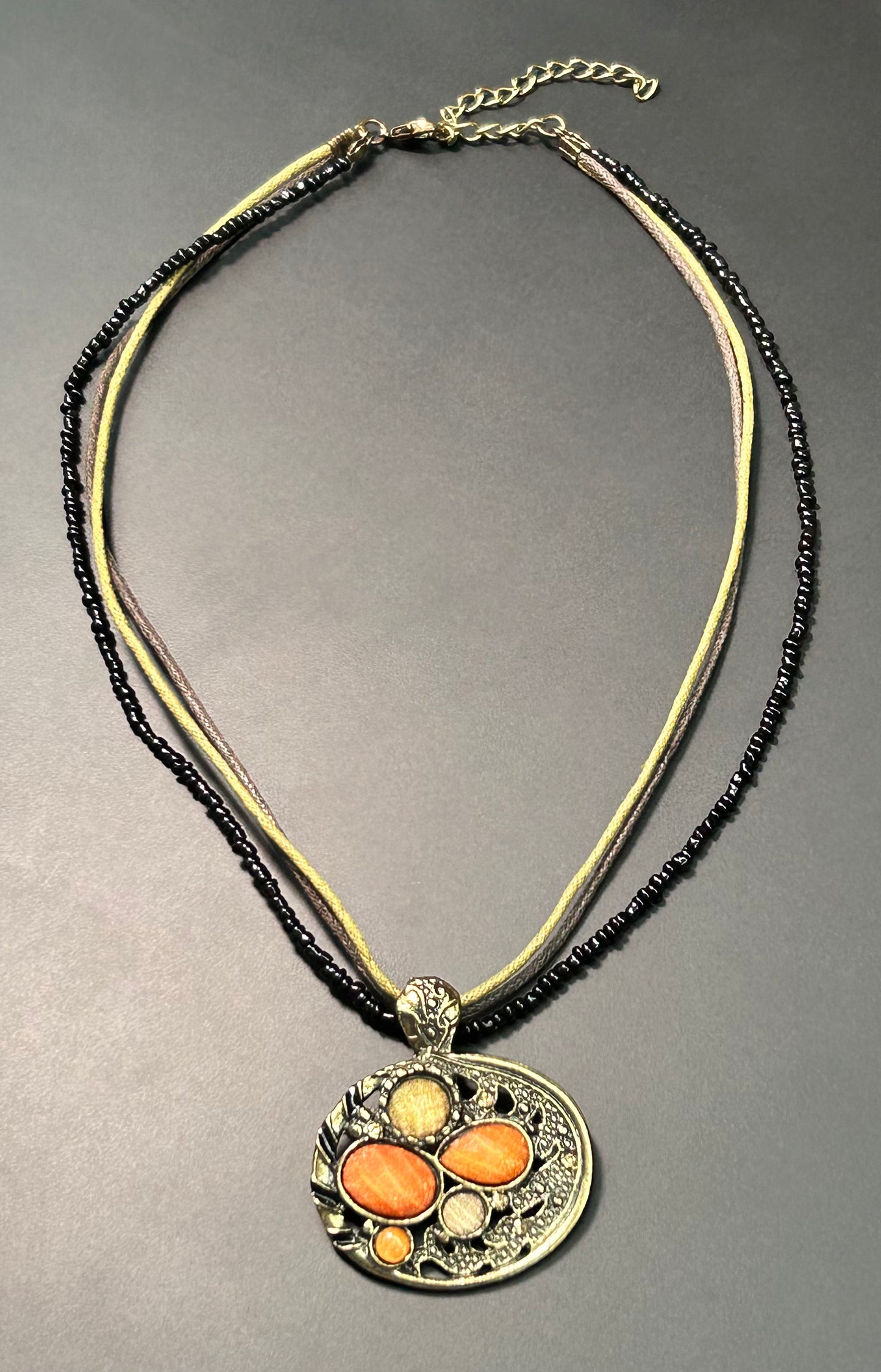 Brass Tone Rhinestone Necklace