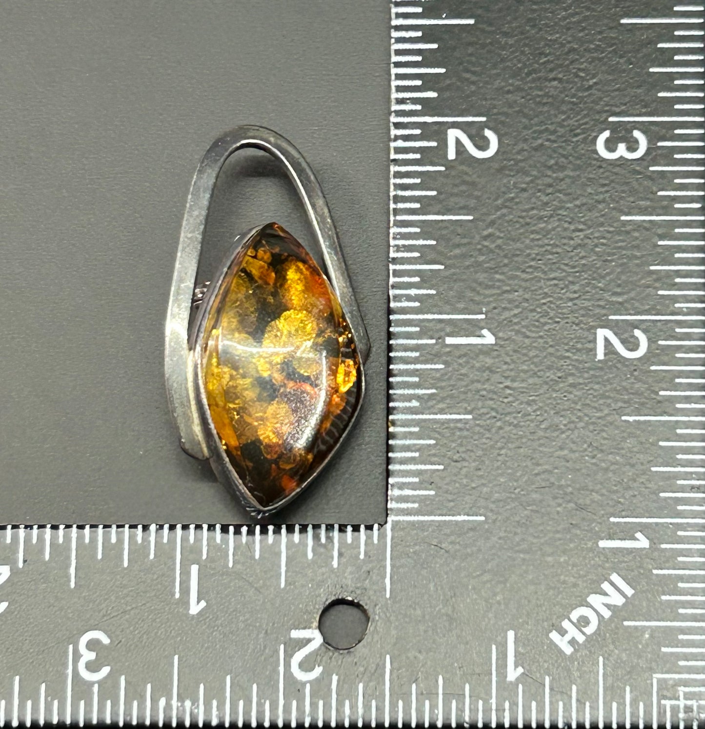 Sterling Silver Amber Brooch or Pendant