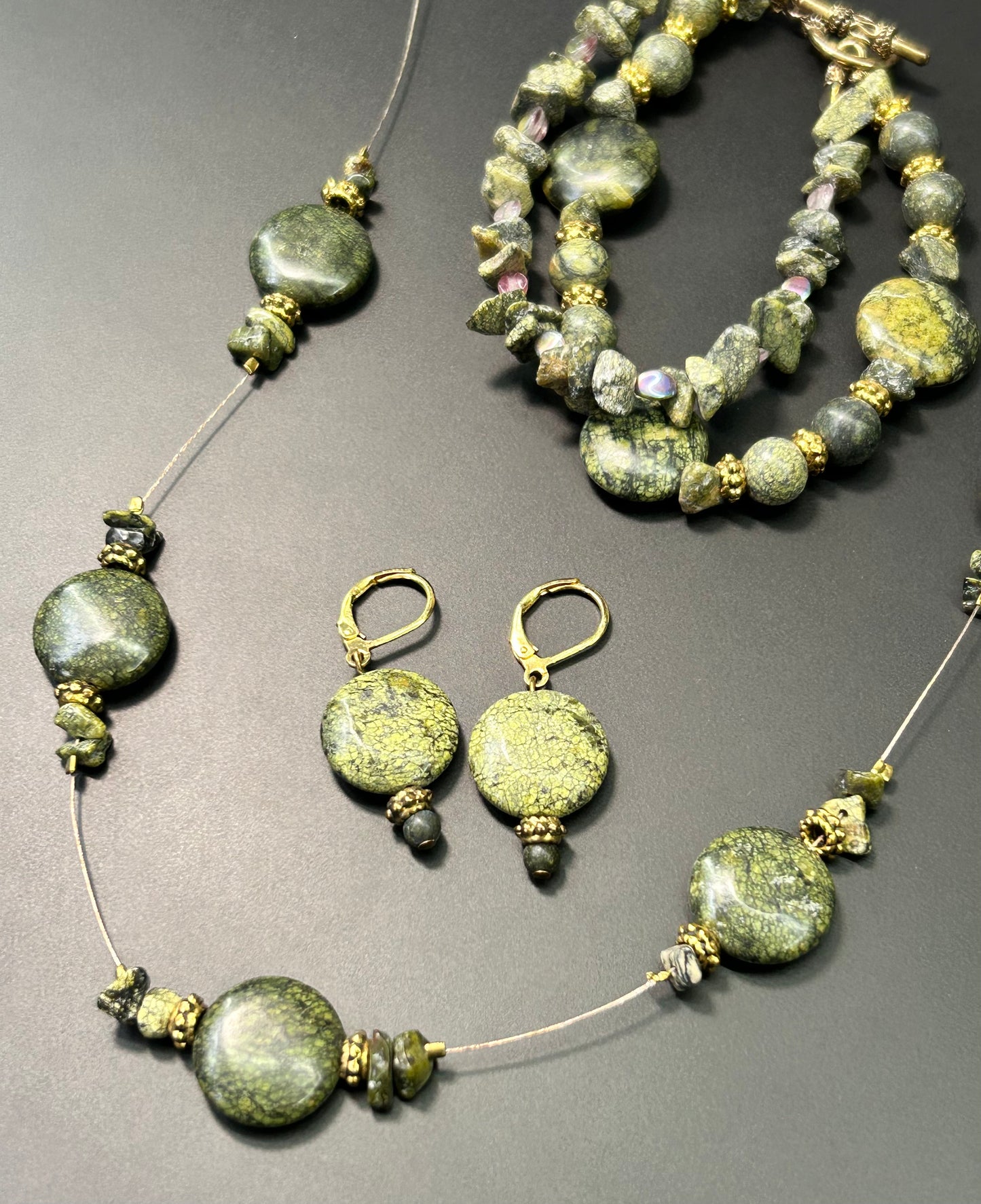 Serpentine Bracelet Earrings & Necklace Set