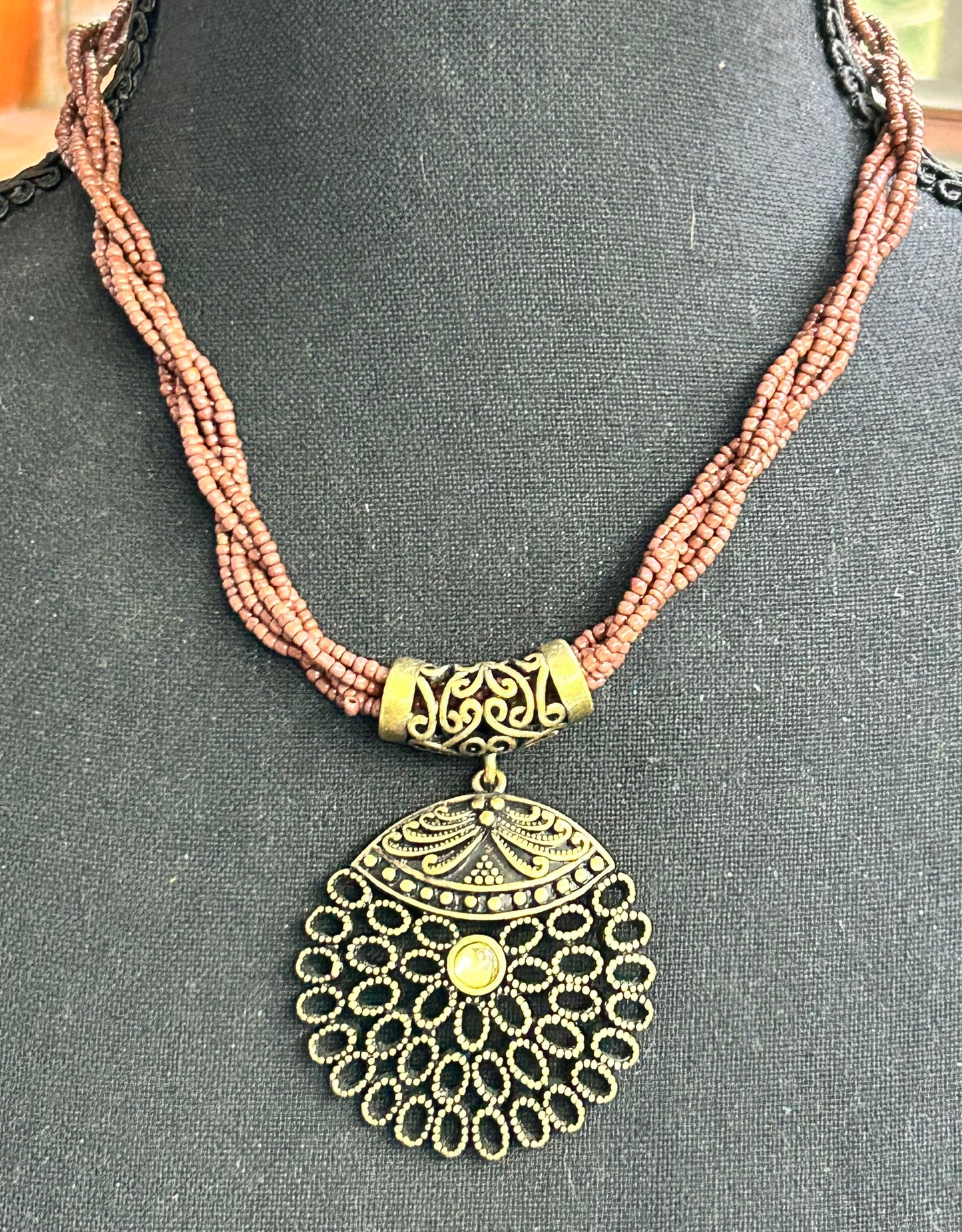 Seed Bead Pendant Necklace