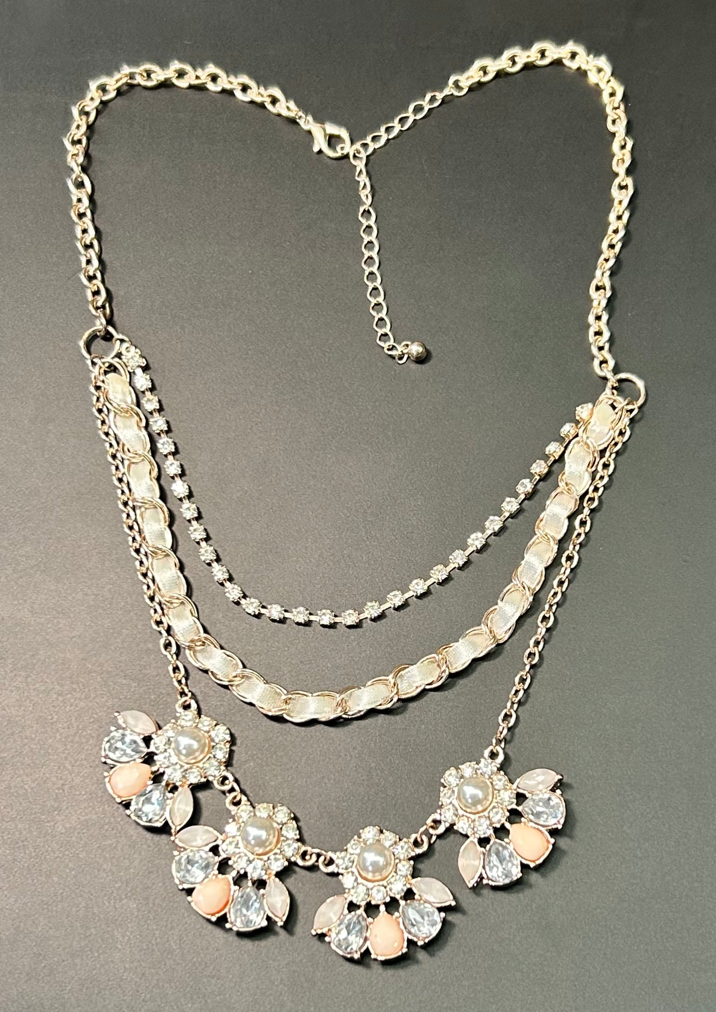 Gold Tone Rhinestone Necklace