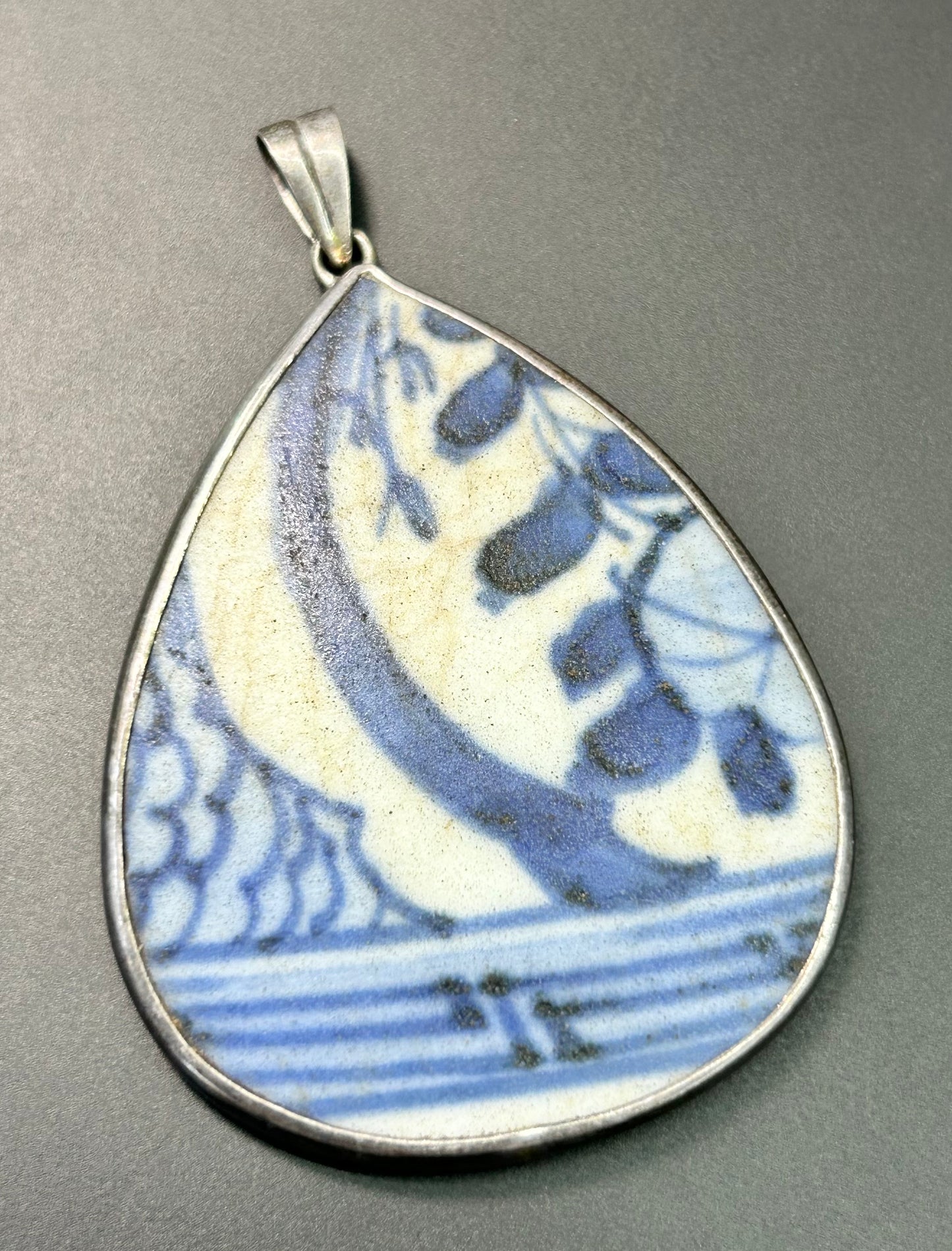Sterling Silver Porcelain Pendant