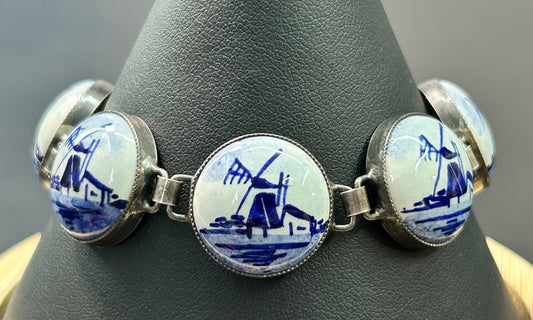 Delft Sterling Silver Windmill Bracelet