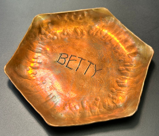 Brownson Gettysburg Copper Trinket Tray Engraved Betty