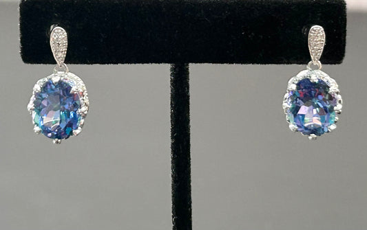 Sterling Silver CZ & Diamond Earrings