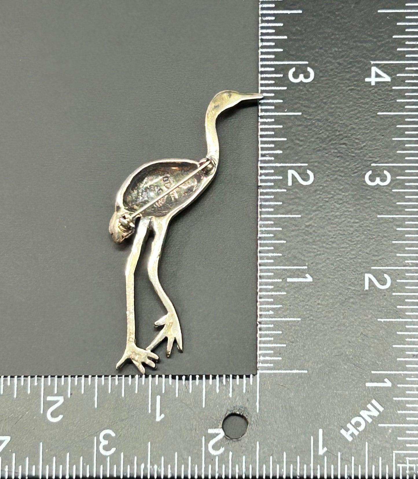 Taxco Mexico Sterling Silver Crane Brooch