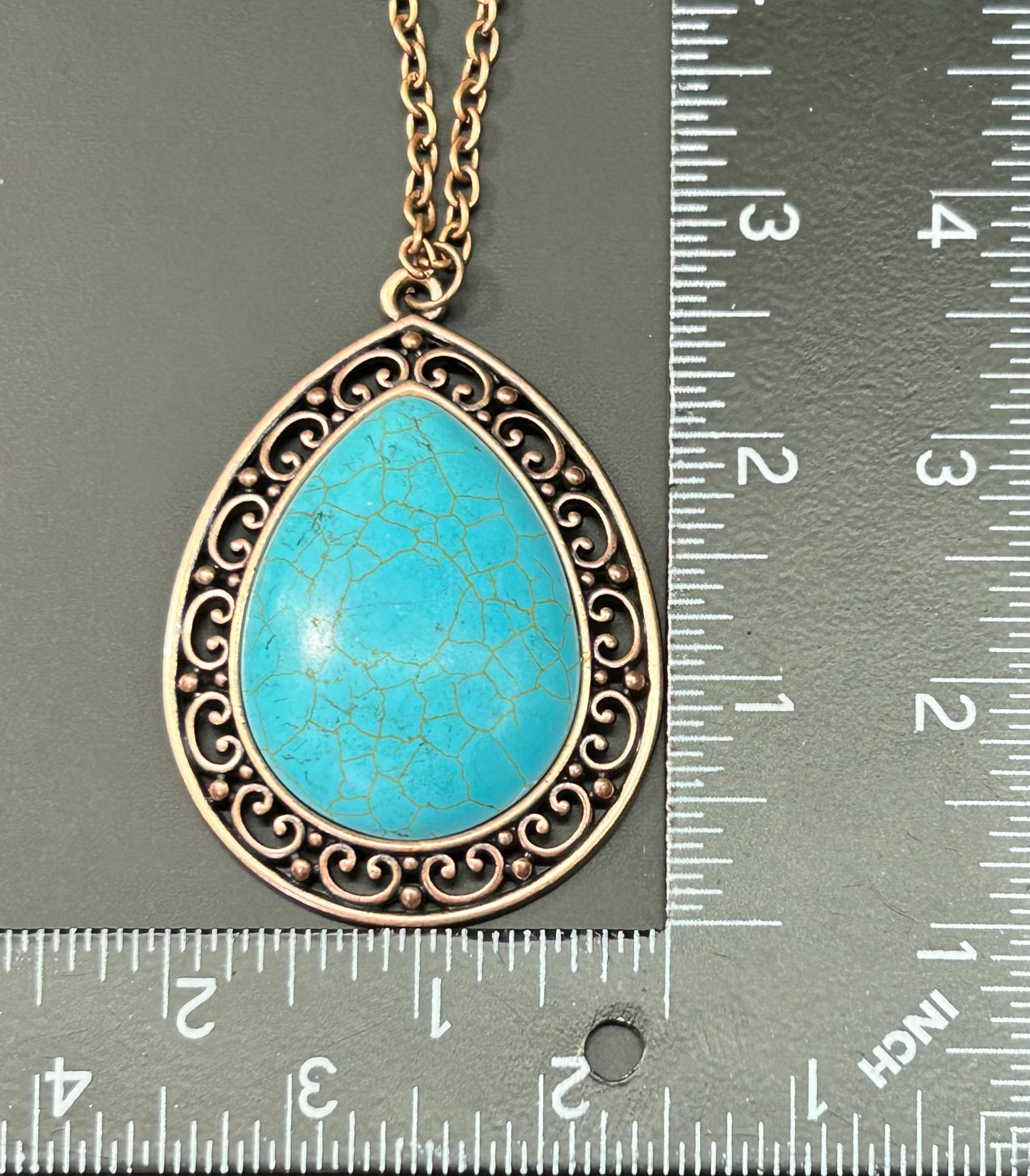 Copper Tone Dyed Stone Necklace