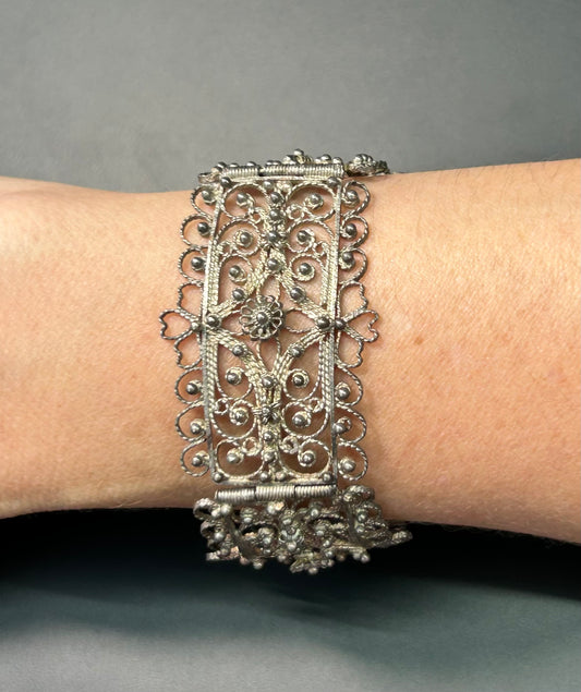 Antique Sterling Silver Filigree Bracelet