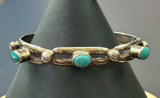 Vintage Sterling Silver Turquoise Bracelet