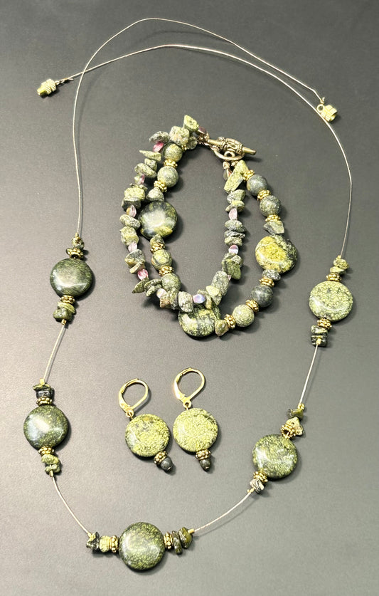 Serpentine Bracelet Earrings & Necklace Set