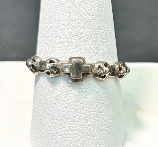 Vintage 800 Silver Rosary Ring