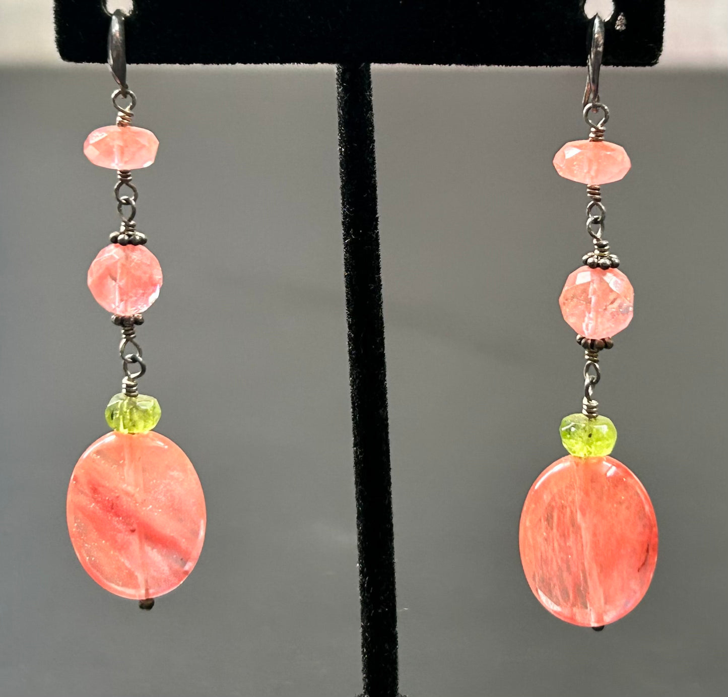 Sterling Silver Glass & Peridot Necklace & Earrings Set