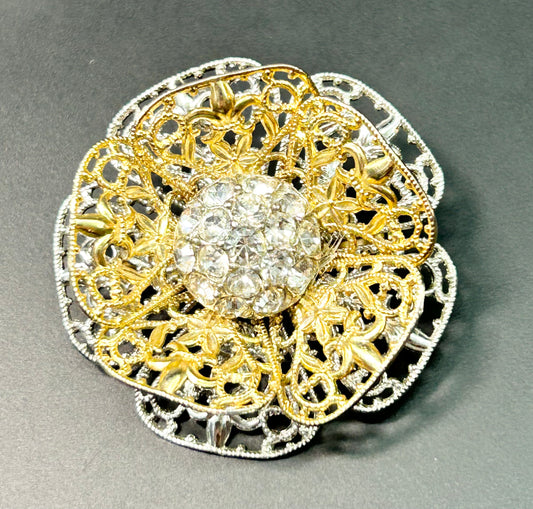 Rhinestone Flower Brooch