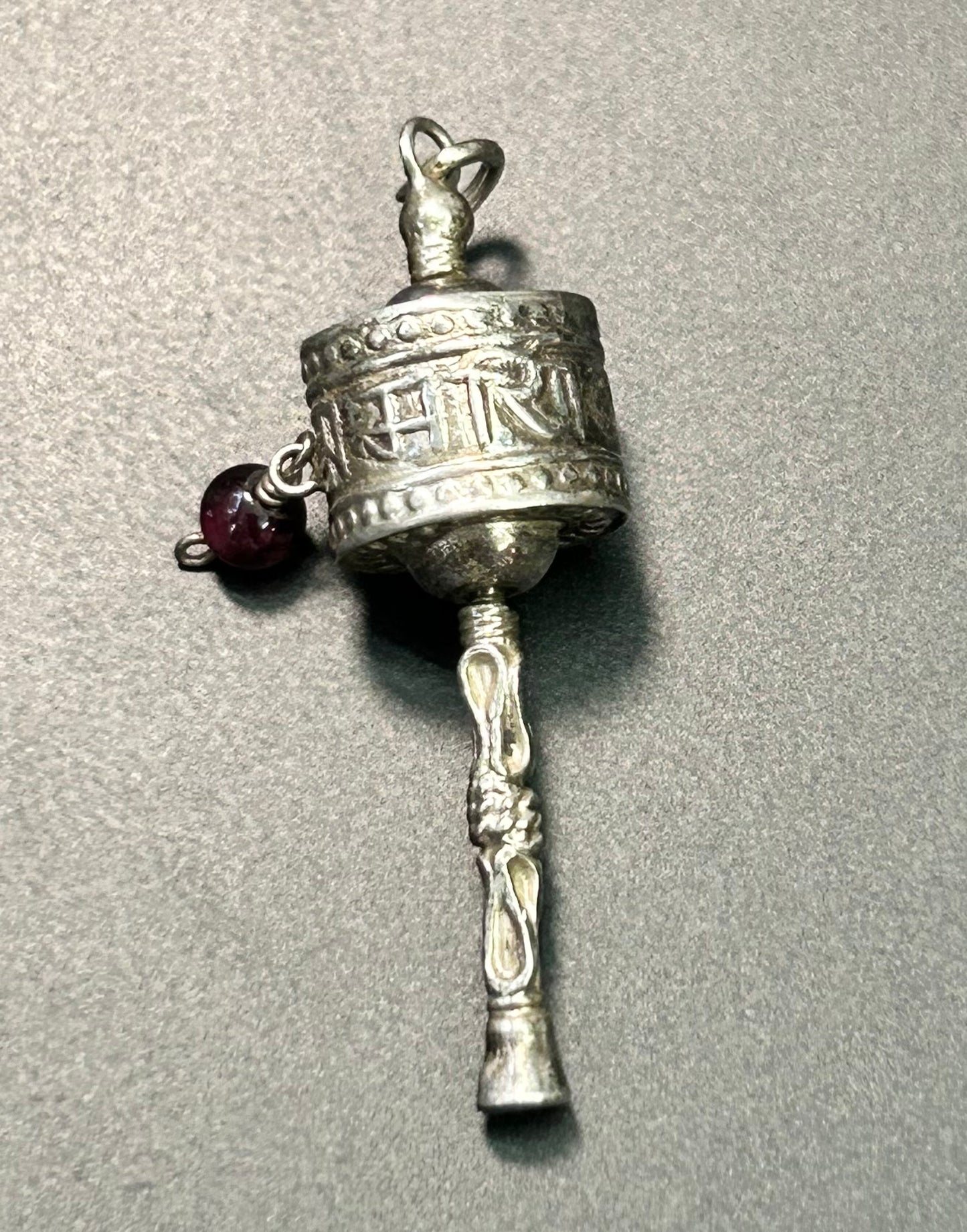 Sterling Silver Prayer Wheel Charm or Pendant