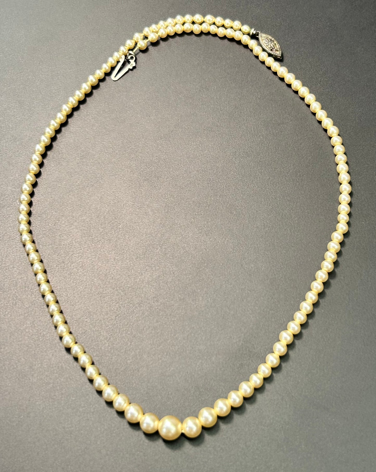 Vintage Sterling Silver Faux Pearl Necklace