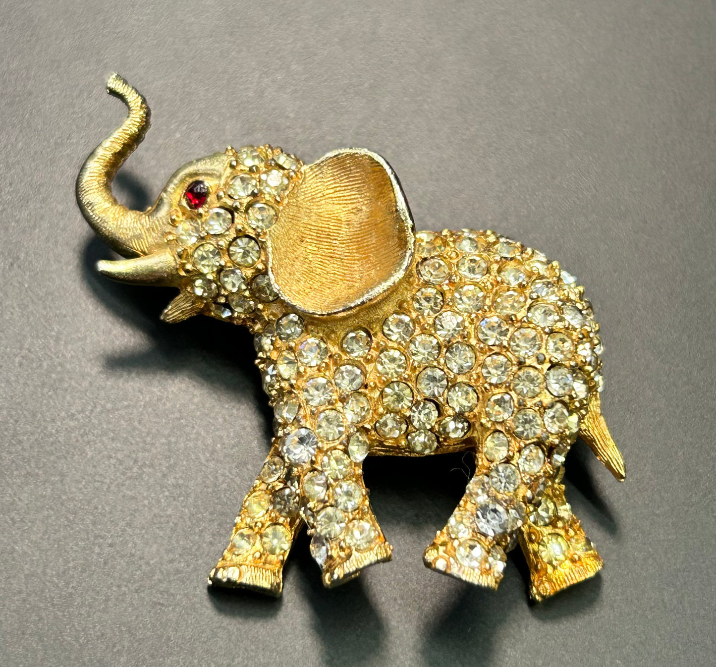 Warner Rhinestone Elephant Brooch