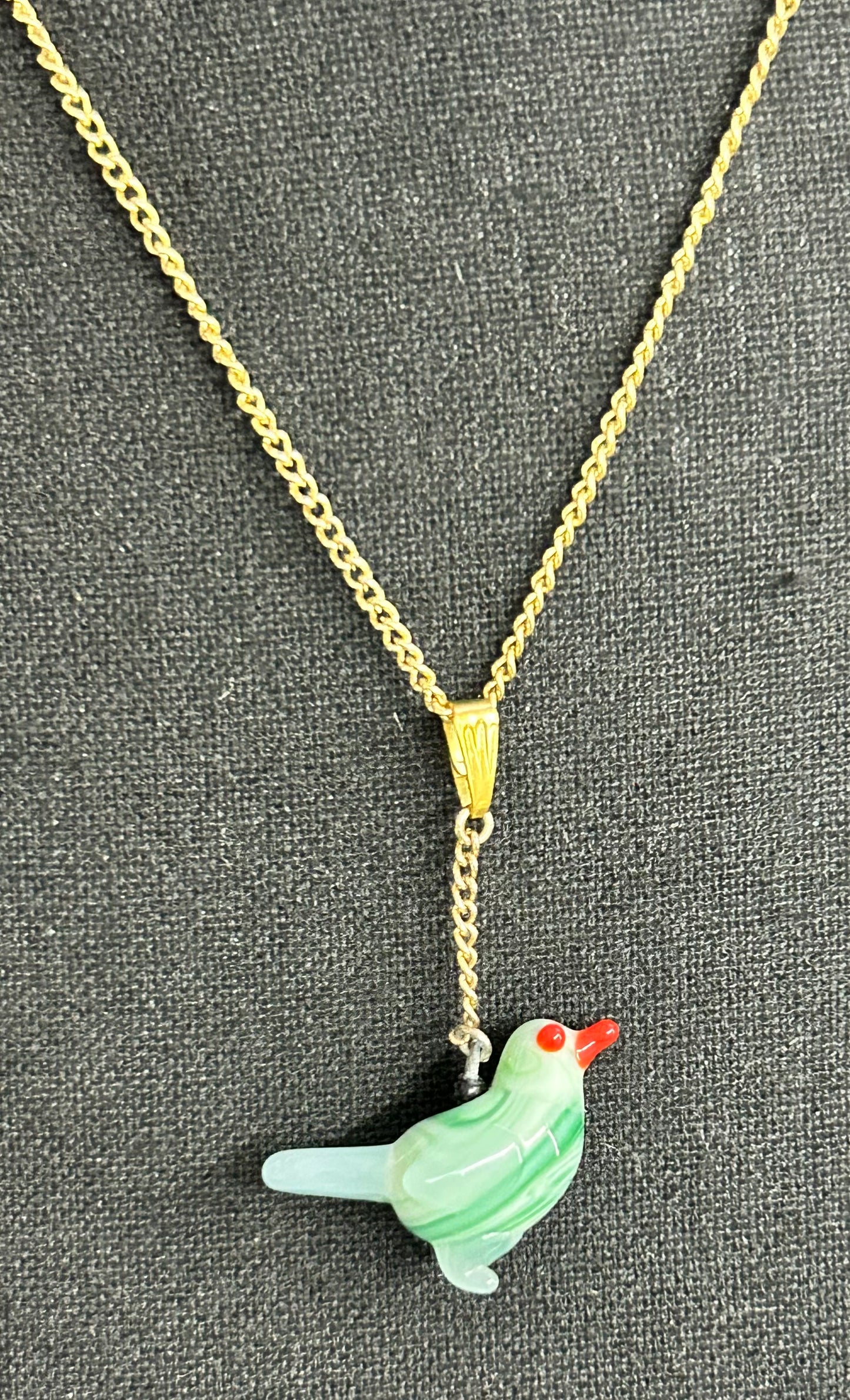 Vintage Glass Bird Necklace