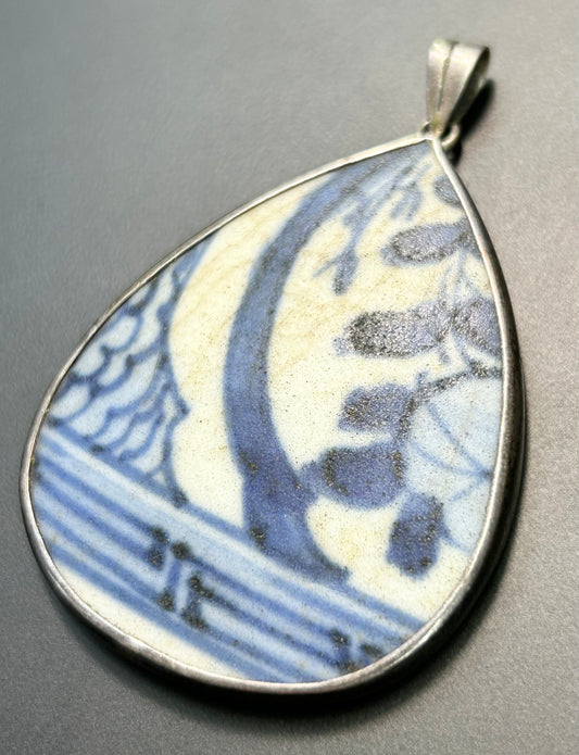 Sterling Silver Porcelain Pendant