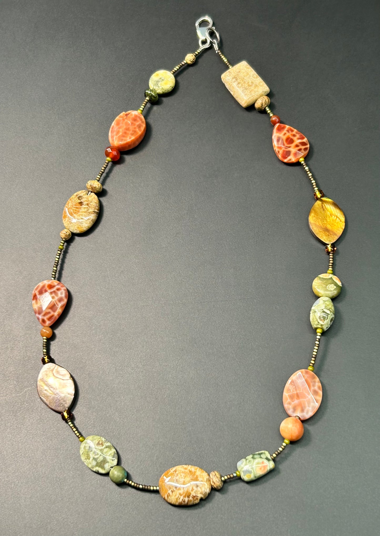 Sterling Silver Shell & Coral Necklace