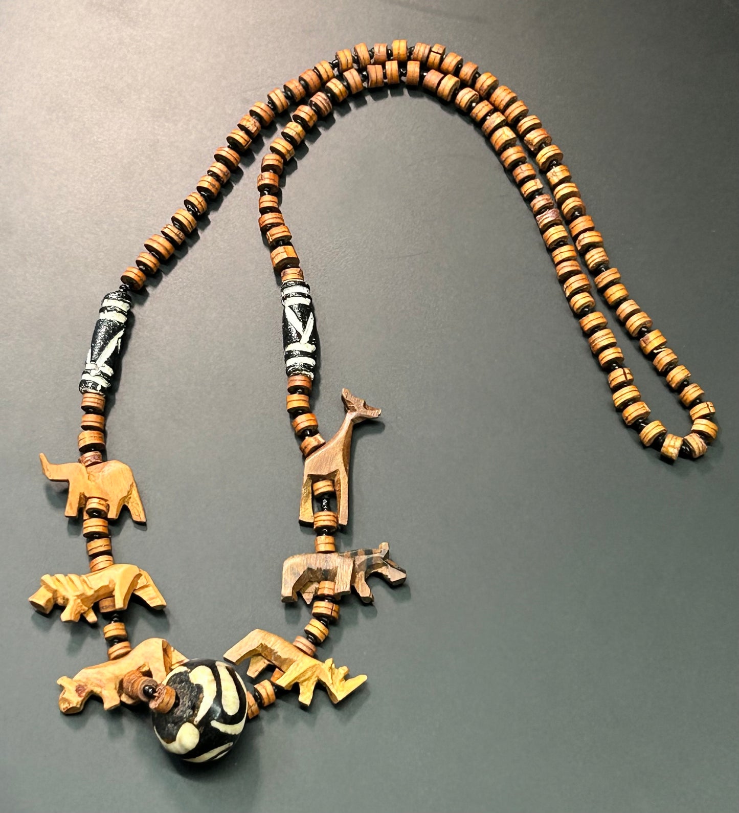 Wood Carved Animal Necklace