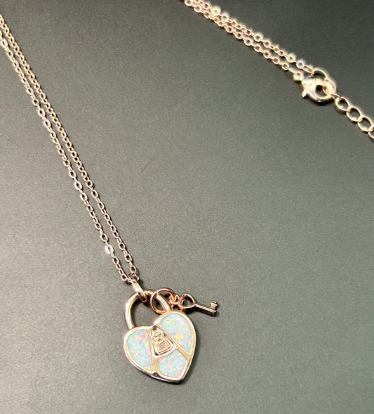 Rose Gold Tone Key to My Heart Necklace