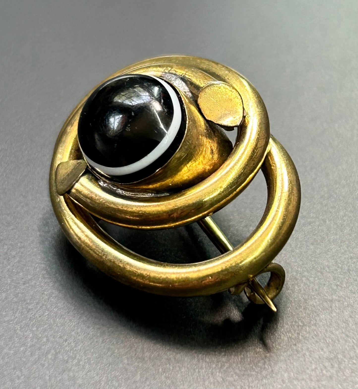 Brass Glass Cabochon Brooch