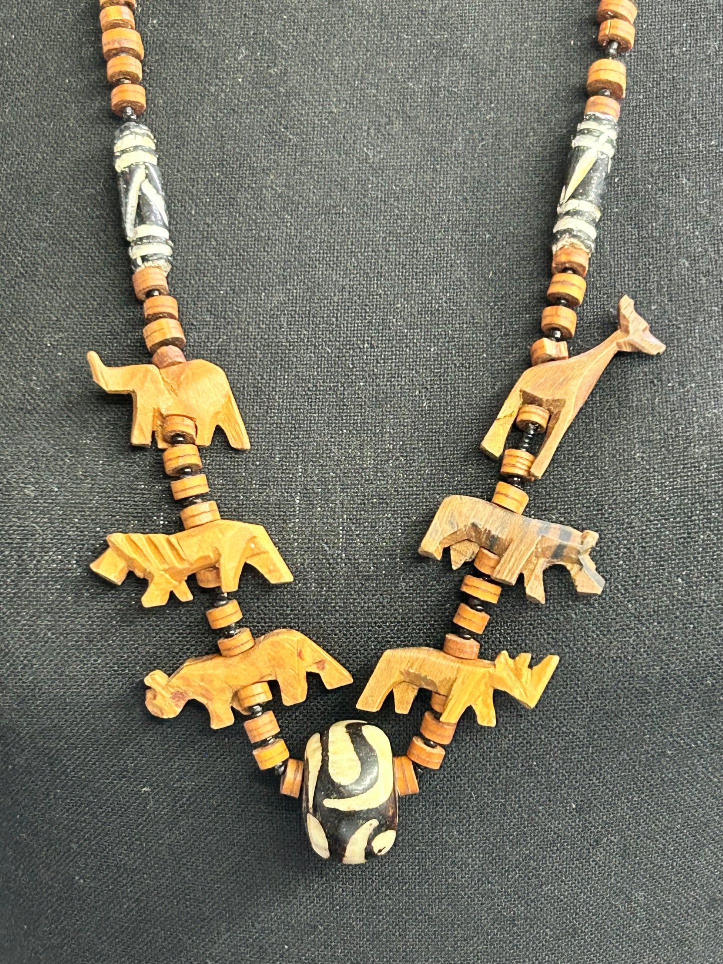 Wood Carved Animal Necklace