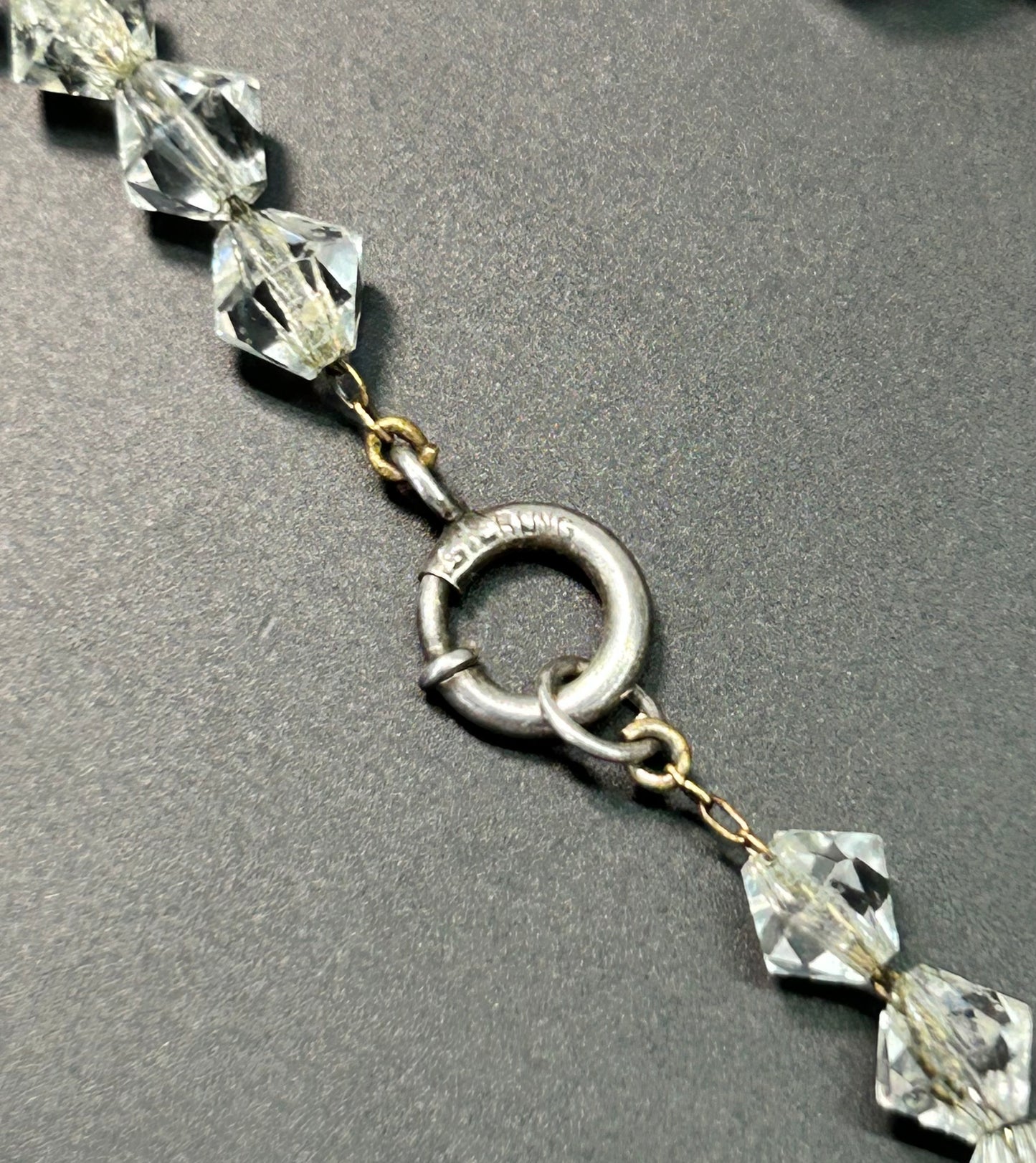 Vintage Sterling Silver Crystal Necklace