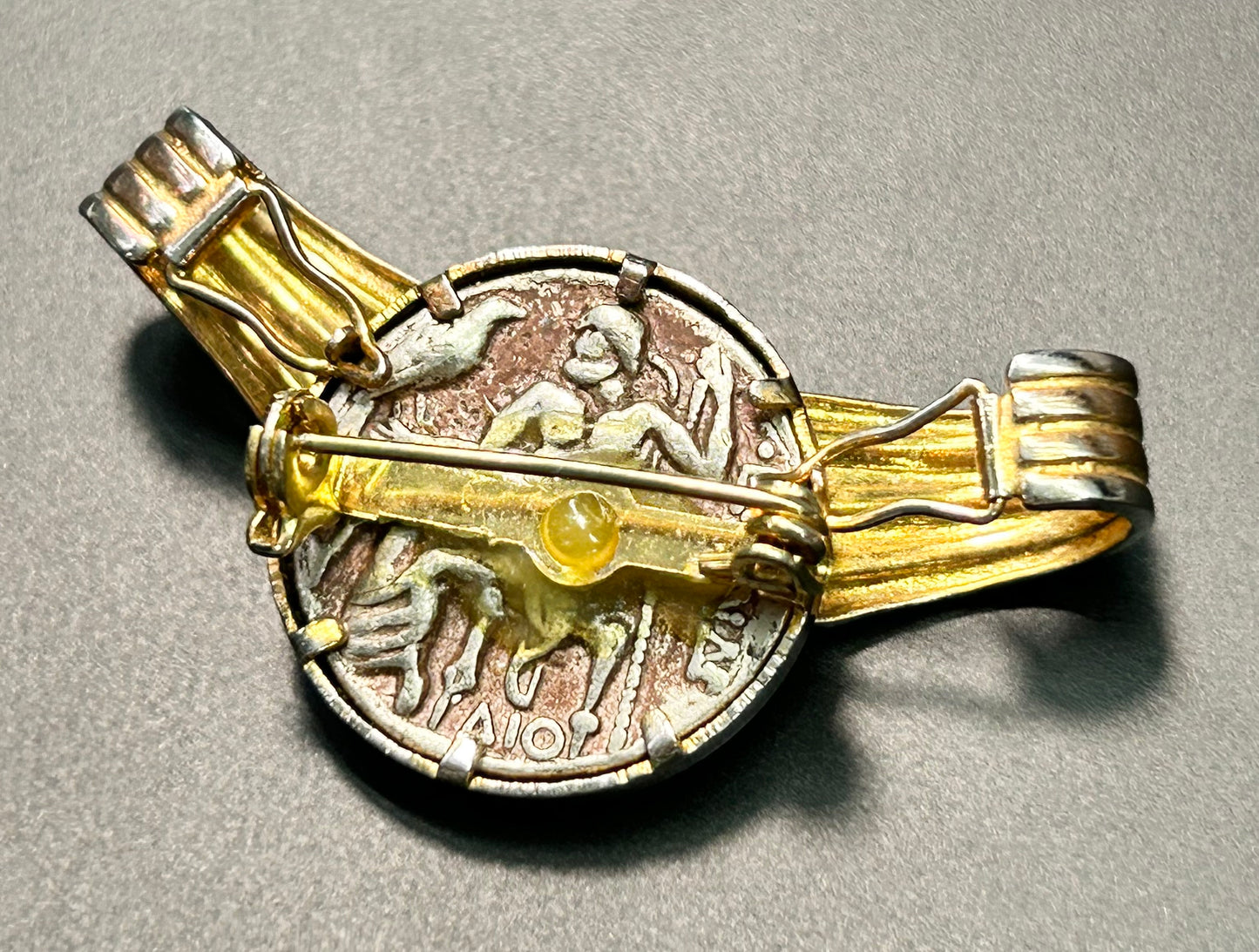 Vintage Artisan Coin Brooch