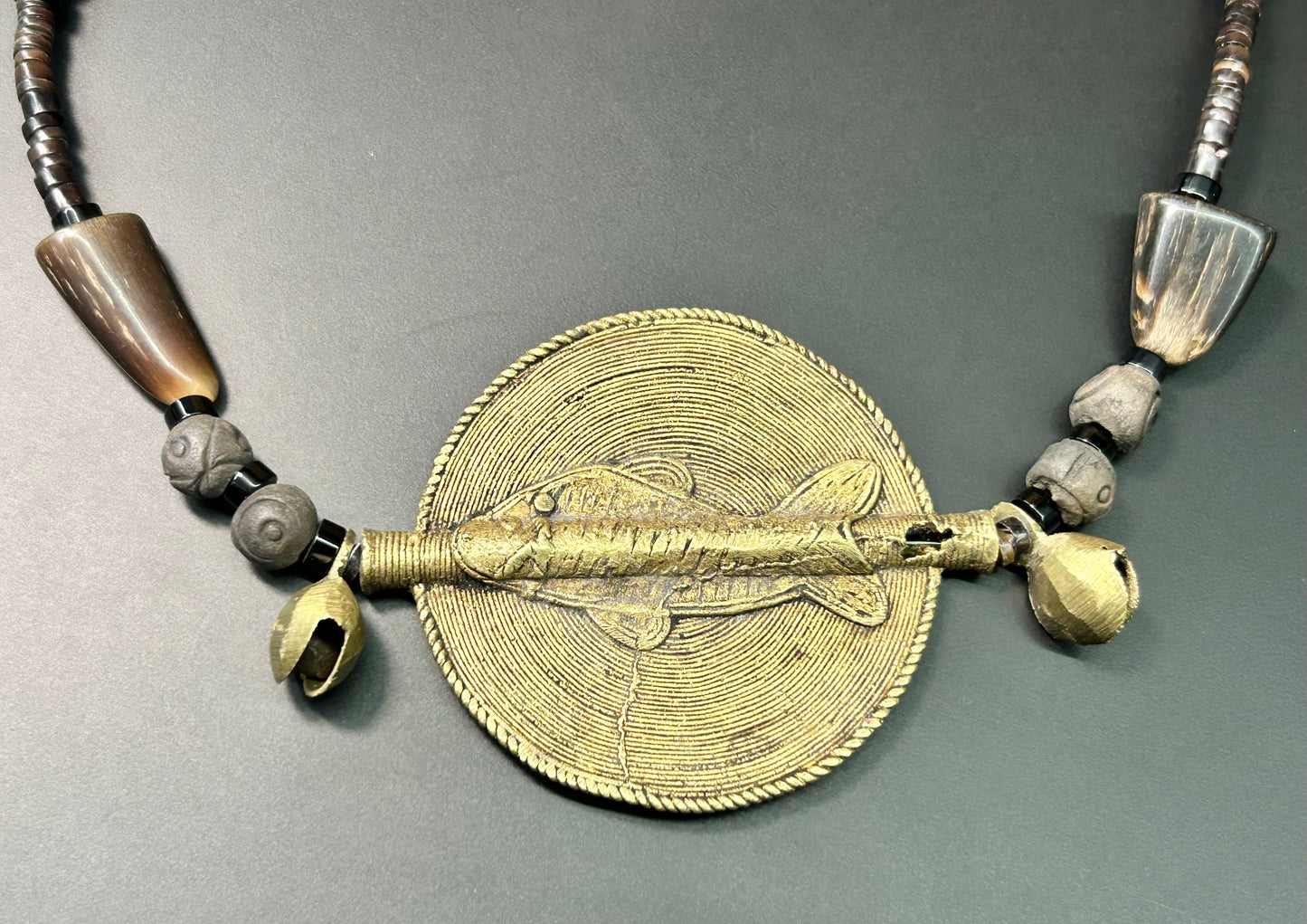 Brass & Horn Fish Necklace