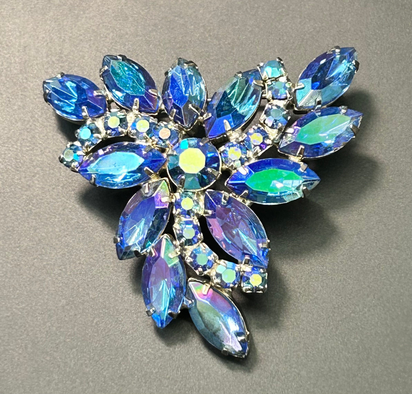 Vintage Blue Rhinestone Brooch