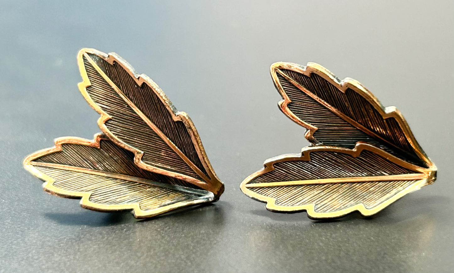 Copper By Bell Leaf Clip Earrings