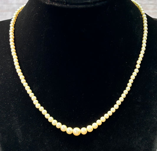 Vintage Sterling Silver Faux Pearl Necklace