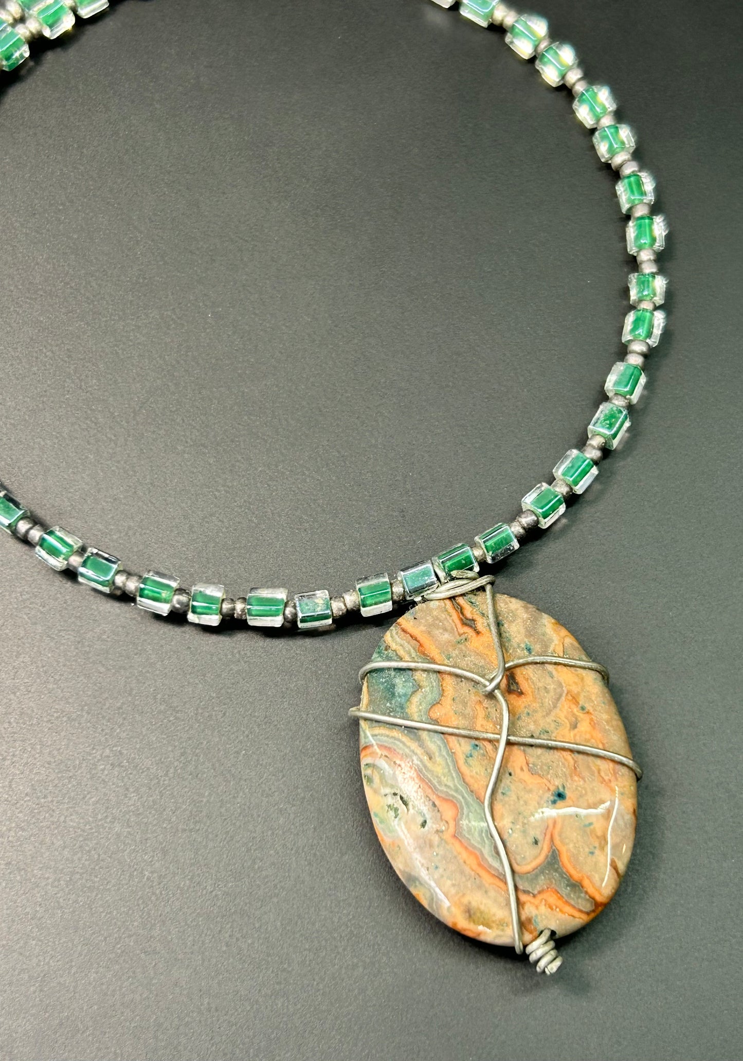 Jasper & Glass Collar Necklace