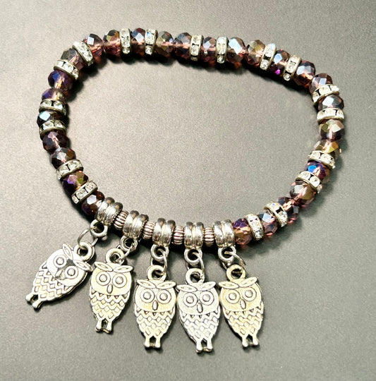 Glass Bead Owl Bracelet