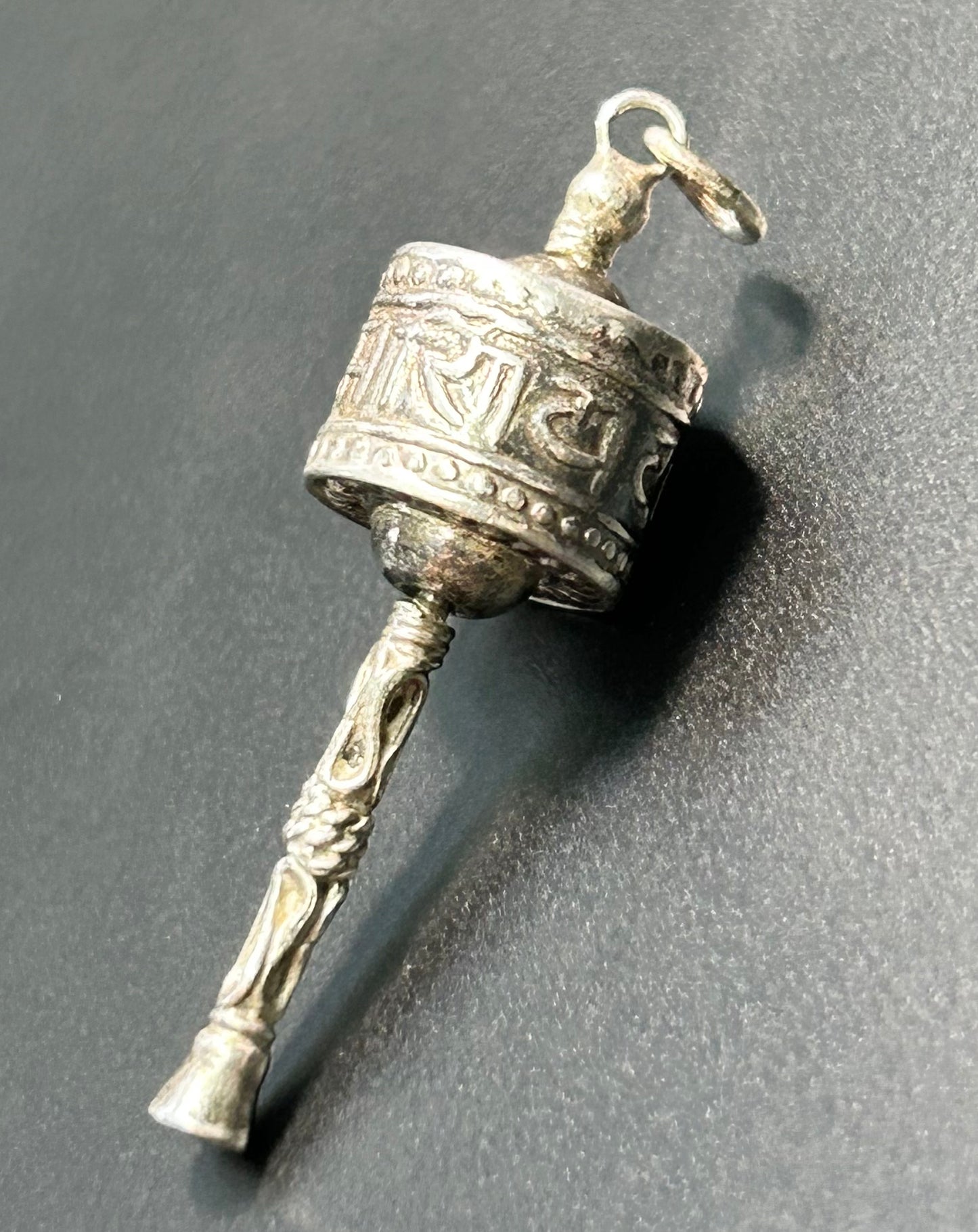 Sterling Silver Prayer Wheel Charm or Pendant