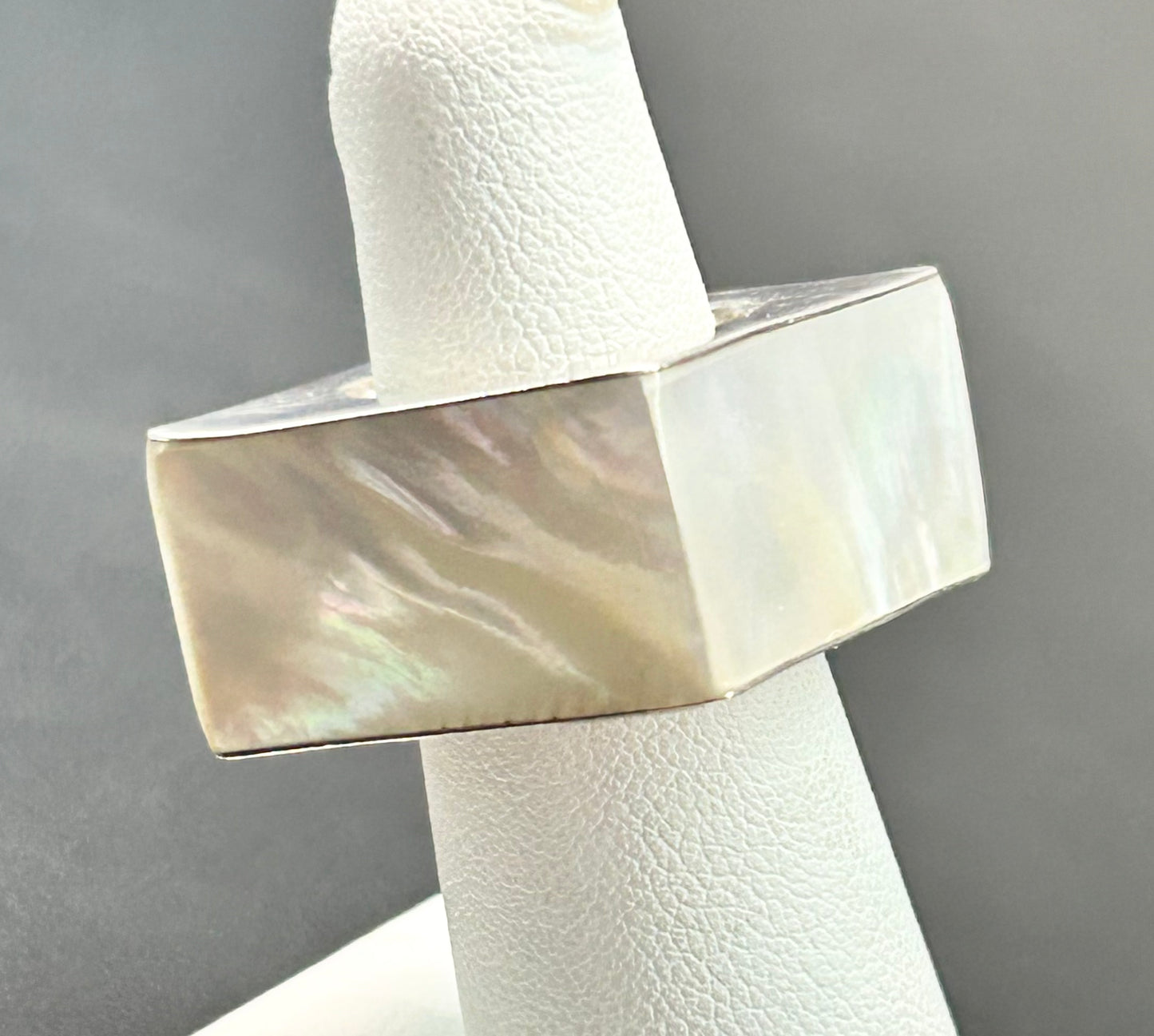 Sterling Silver MOP Square Band Ring