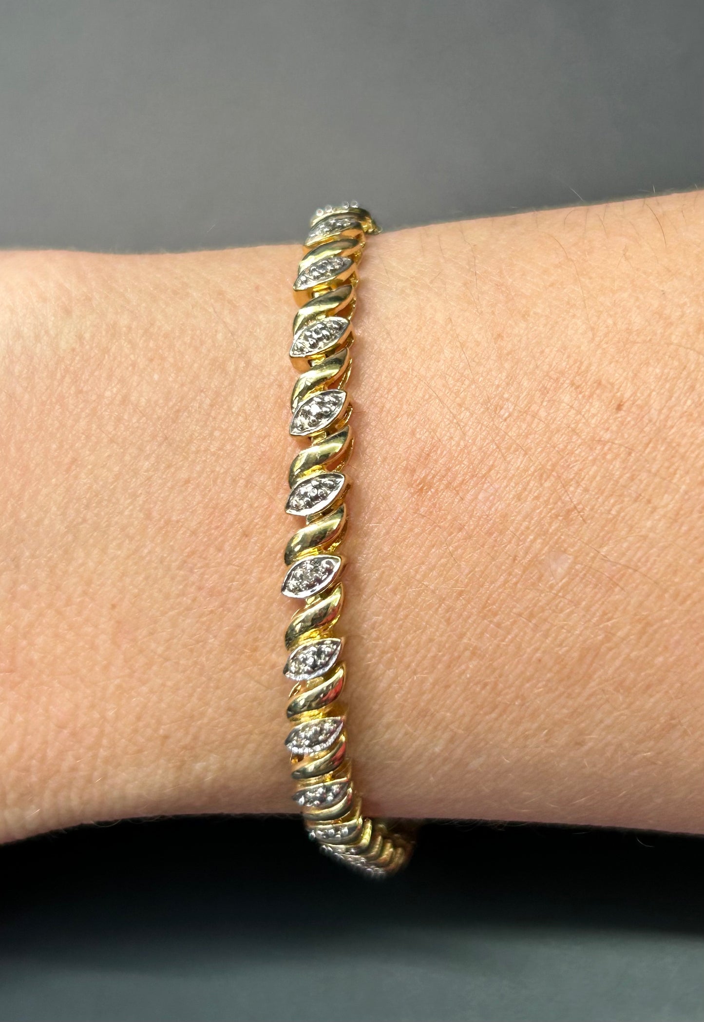 Sterling Silver Vermeil Diamond Bracelet