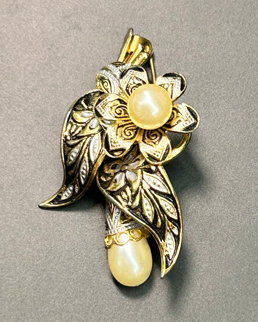 Vintage Damascene Brooch