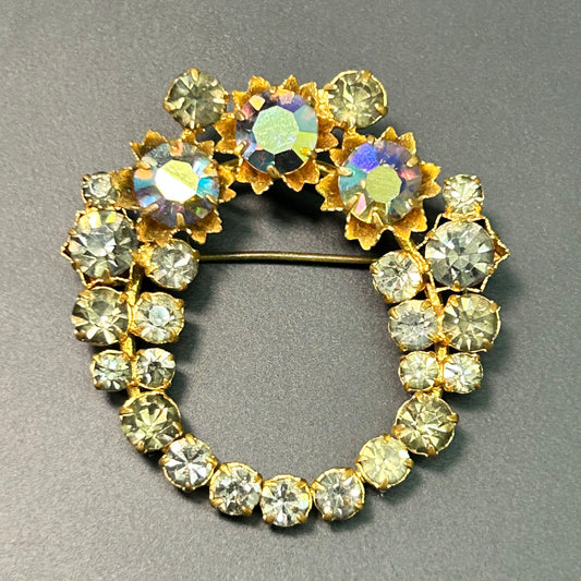Vintage AB rhinestone brooch