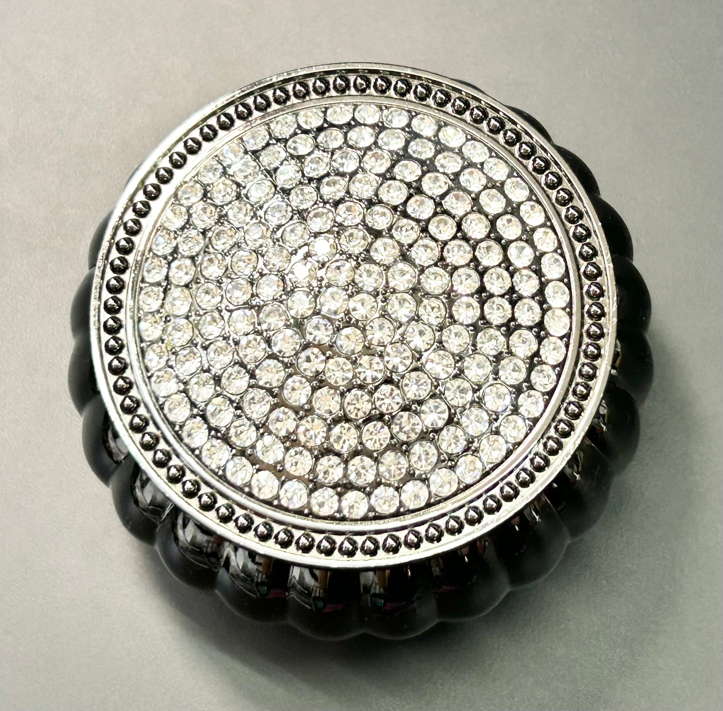 Gunmetal Tone Rhinestone Trinket Box