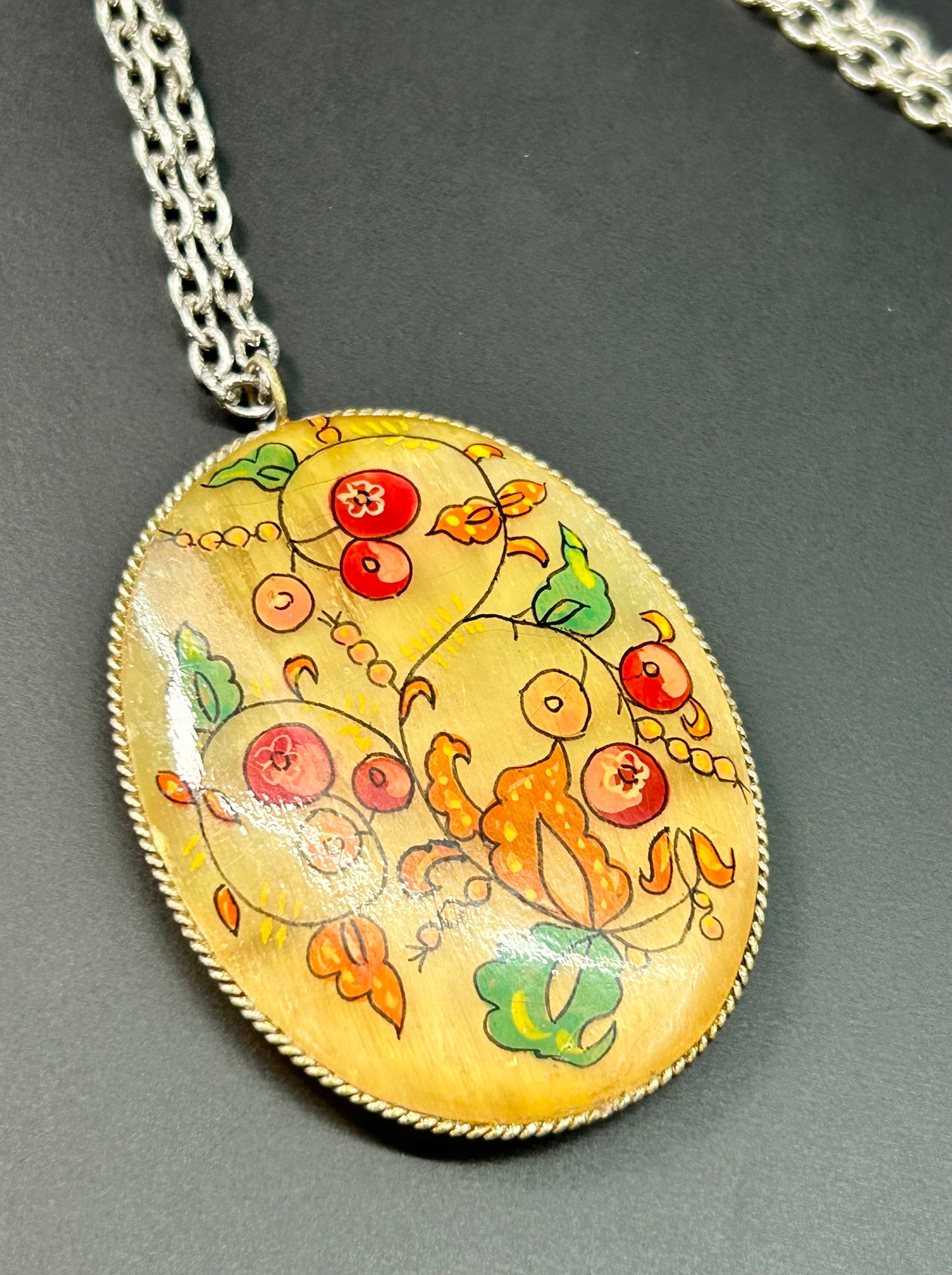 Vintage Double Sided Glass Necklace