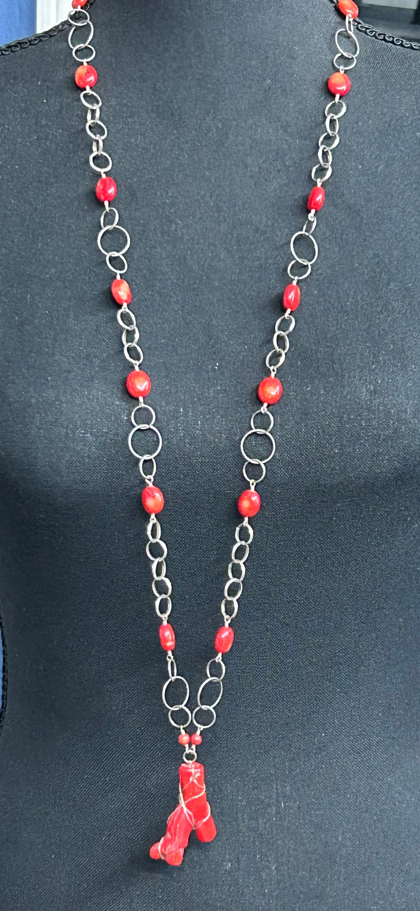 KL Studio Sterling Silver Coral Necklace