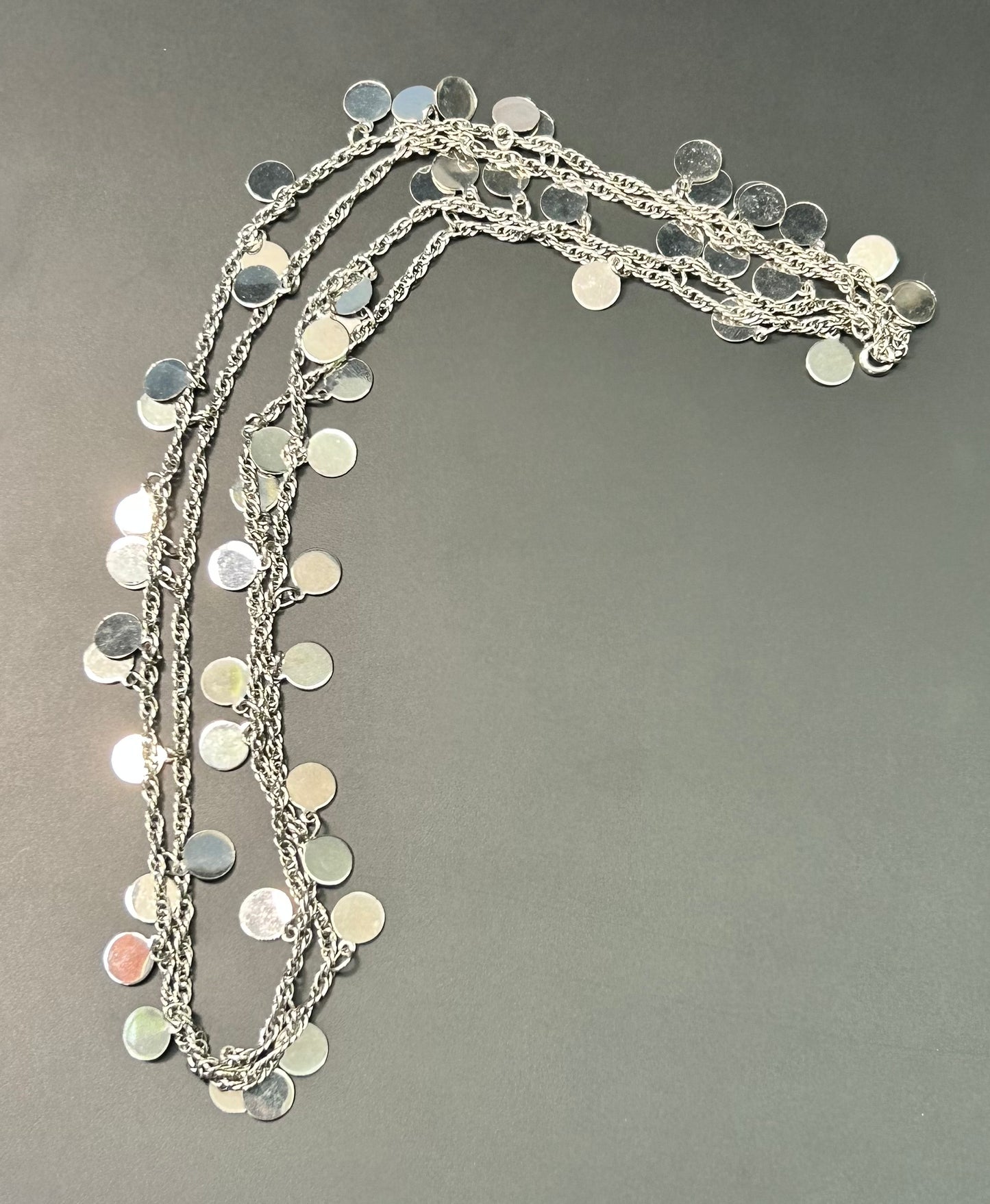 Silver Tone Disc Necklace