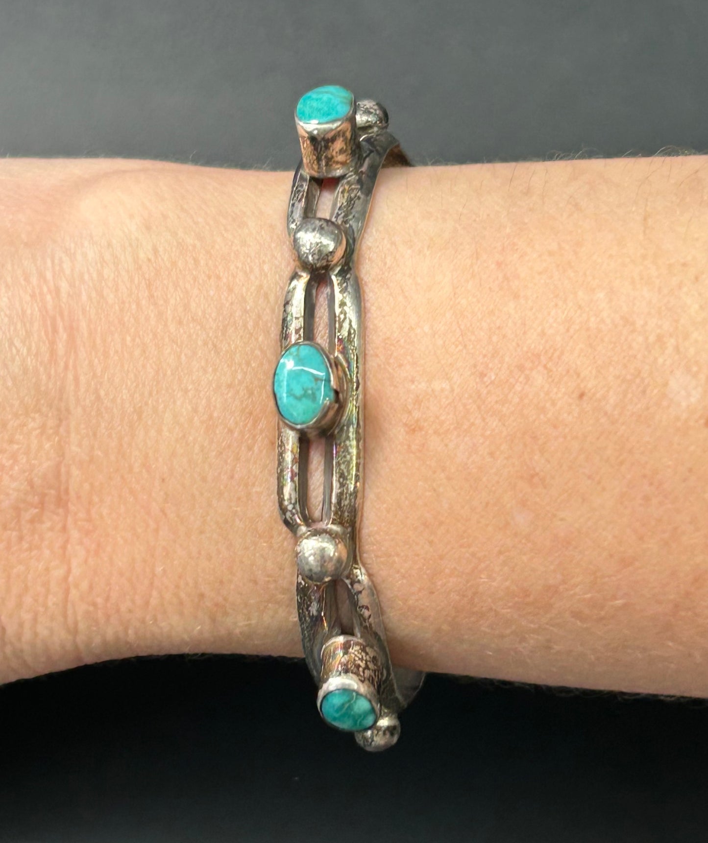 Vintage Sterling Silver Turquoise Bracelet