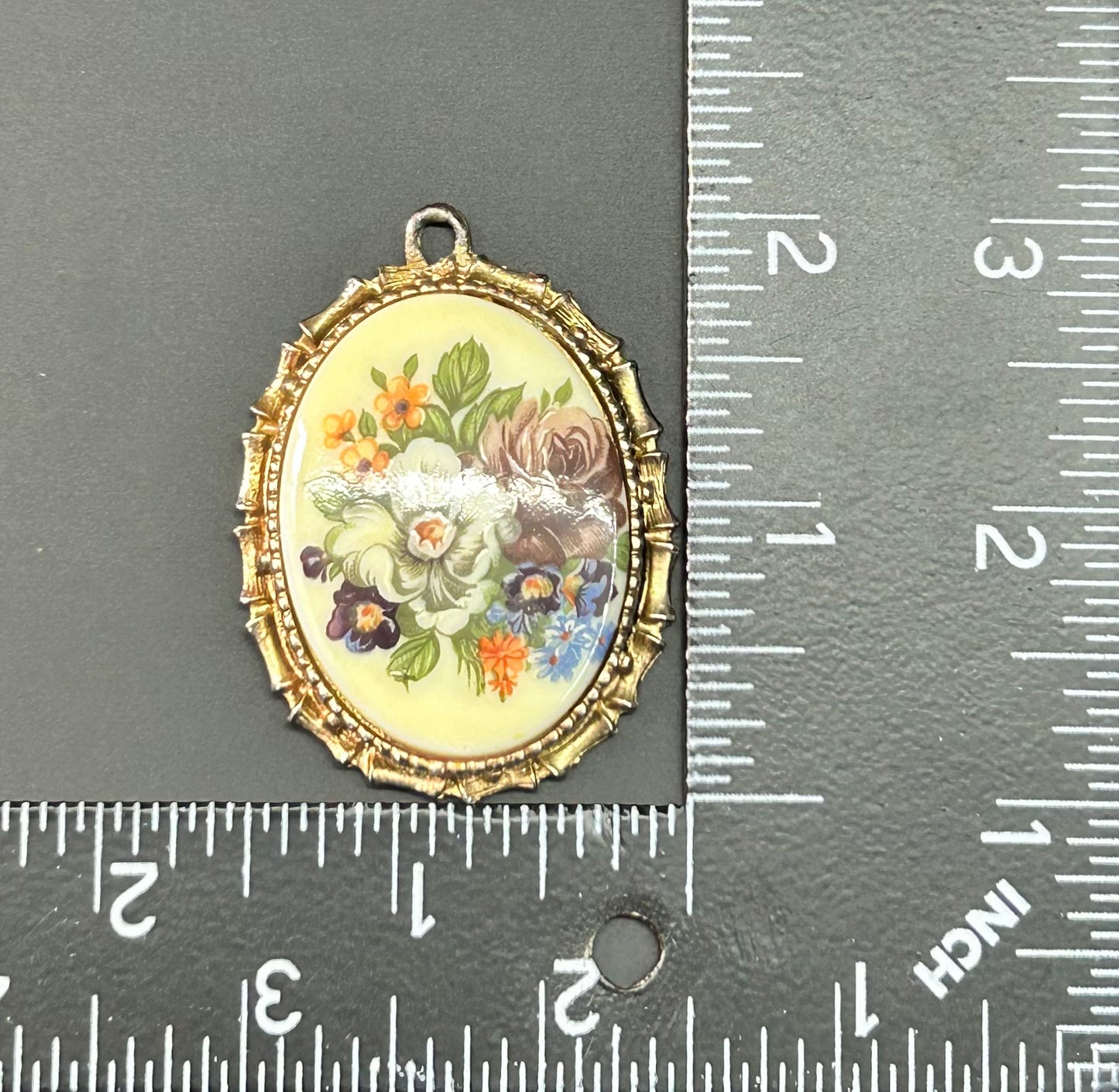 Transferware Flower Pendant