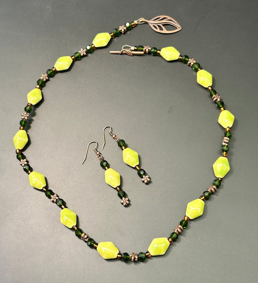 Ceramic & Glass Earrings & Necklace Set