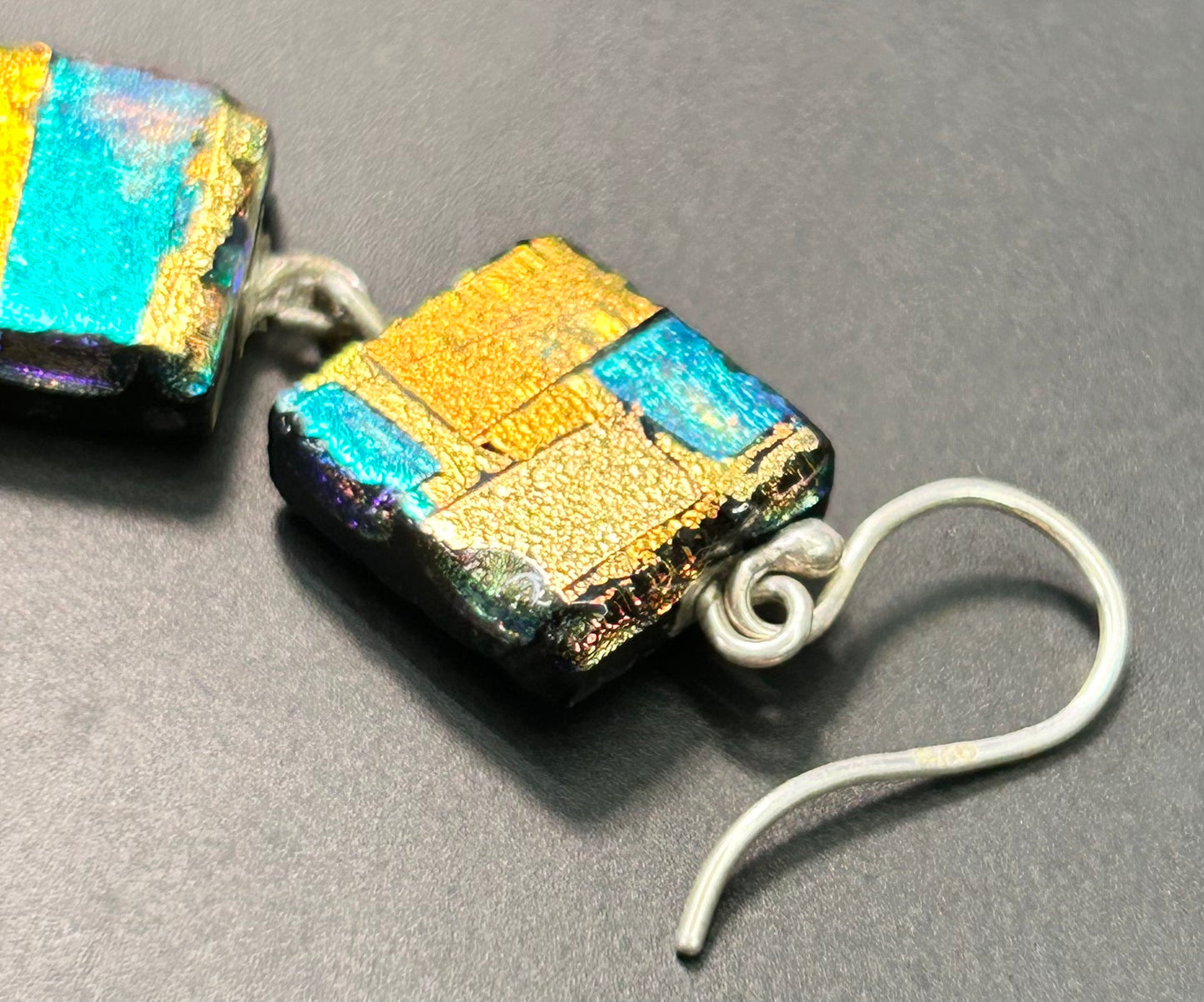 Sterling Silver Foil Glass Earrings