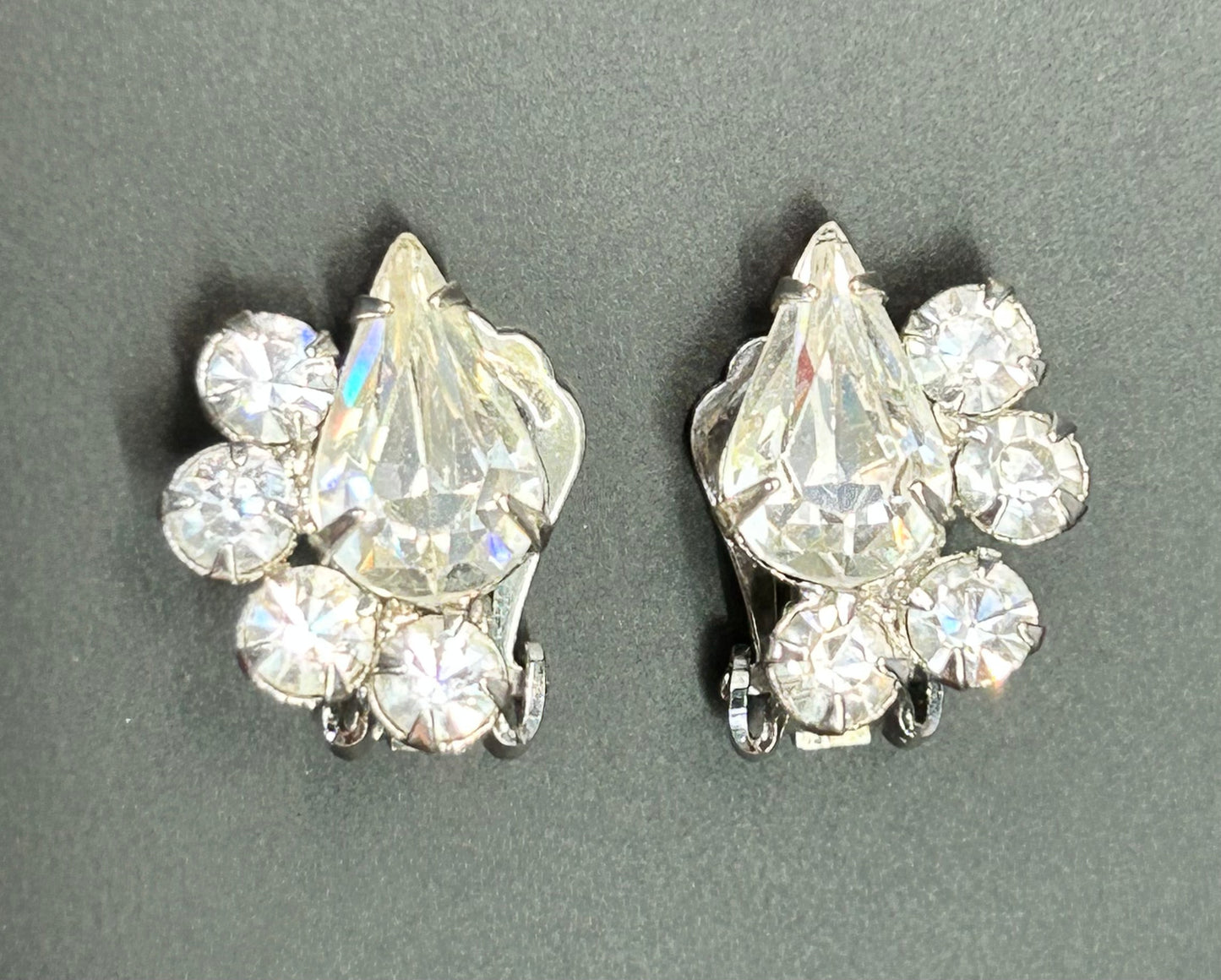 Weiss Rhinestone Clip Earrings