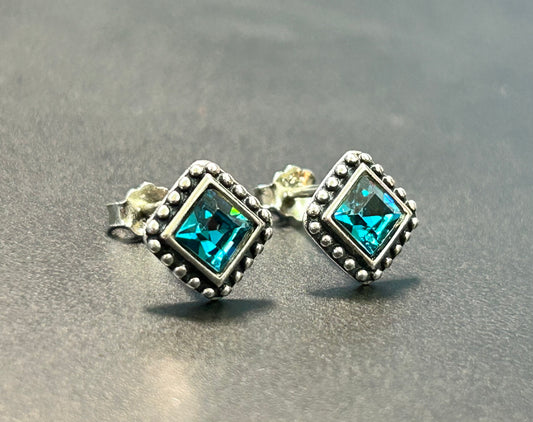 Sterling Silver Rhinestone Earrings